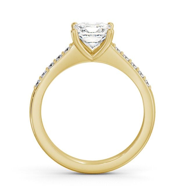 Princess Diamond Engagement Ring 9K Yellow Gold Solitaire With Side Stones - Ramsley ENPR5S_YG_UP