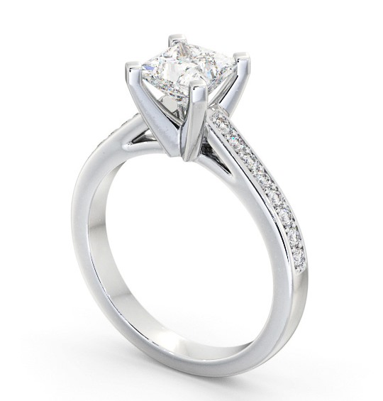 Princess Diamond Engagement Ring Platinum Solitaire With Side Stones - Zenaide ENPR61S_WG_THUMB1