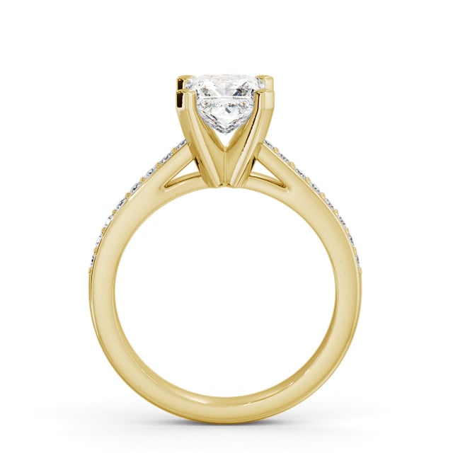Princess Diamond Engagement Ring 18K Yellow Gold Solitaire With Side Stones - Zenaide ENPR61S_YG_UP