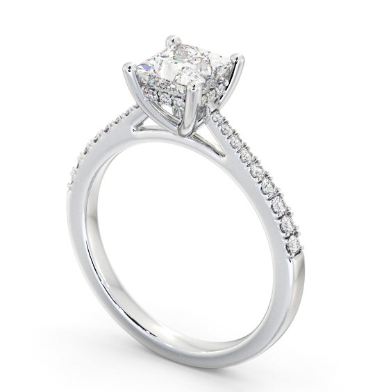  Princess Diamond Engagement Ring 18K White Gold Solitaire With Side Stones - Aylin ENPR63S_WG_THUMB1 
