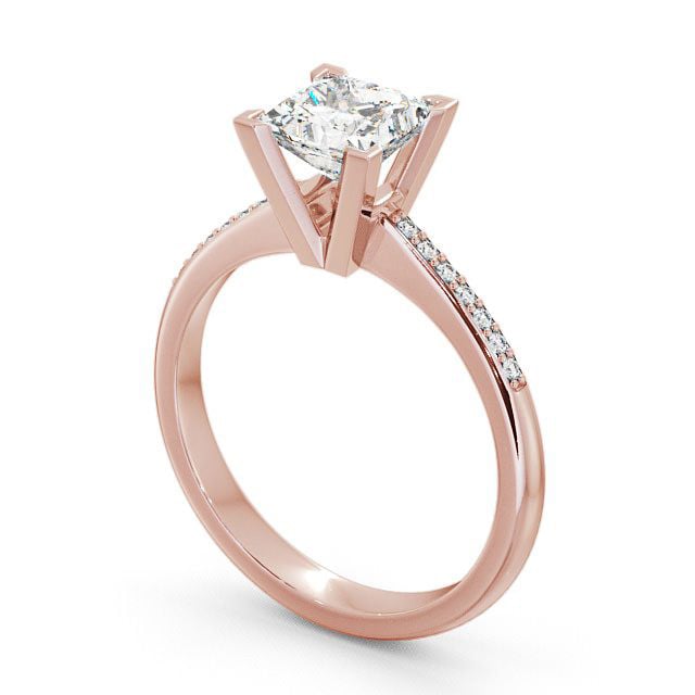 Princess Diamond Engagement Ring 9K Rose Gold Solitaire With Side Stones - Brinsea ENPR6S_RG_SIDE