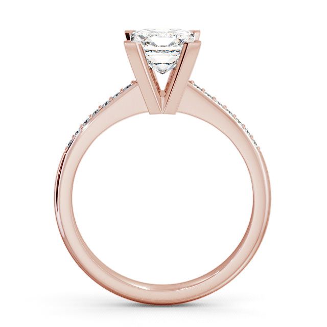 Princess Diamond Engagement Ring 9K Rose Gold Solitaire With Side Stones - Brinsea ENPR6S_RG_UP