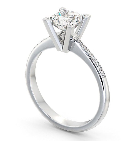  Princess Diamond Engagement Ring 18K White Gold Solitaire With Side Stones - Brinsea ENPR6S_WG_THUMB1 