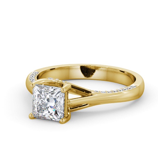  Princess Diamond Engagement Ring 9K Yellow Gold Solitaire With Side Stones - Apthorpe ENPR73_YG_THUMB2 