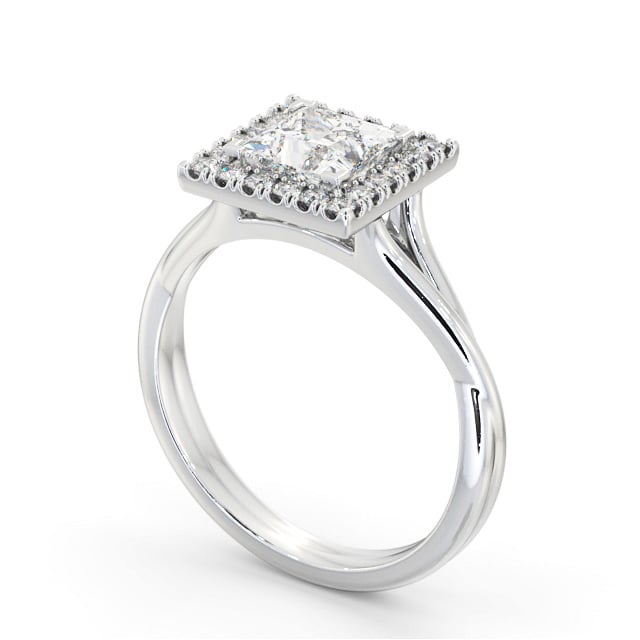 Halo Princess Diamond Engagement Ring Platinum - Tactine ENPR75_WG_SIDE