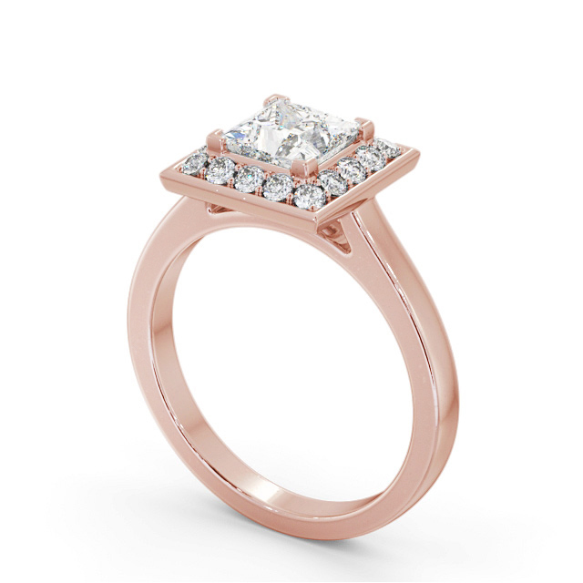 Halo Princess Diamond Engagement Ring 18K Rose Gold - Zuline ENPR77_RG_SIDE
