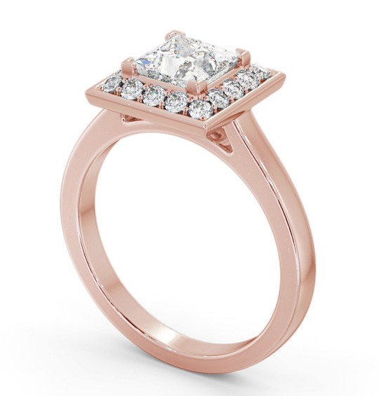 Halo Princess Diamond Engagement Ring 9K Rose Gold - Zuline ENPR77_RG_THUMB1