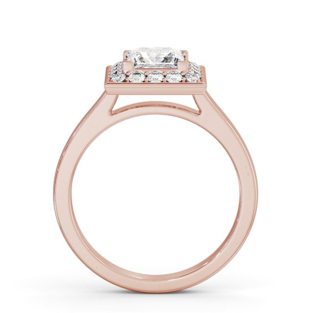 Halo Princess Diamond Engagement Ring 18K Rose Gold - Zuline ENPR77_RG_UP