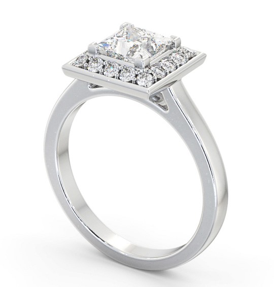  Halo Princess Diamond Engagement Ring Platinum - Zuline ENPR77_WG_THUMB1 