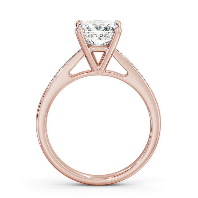 Princess Diamond Engagement Ring 9K Rose Gold Solitaire With Side Stones - Loxley ENPR8S_RG_UP