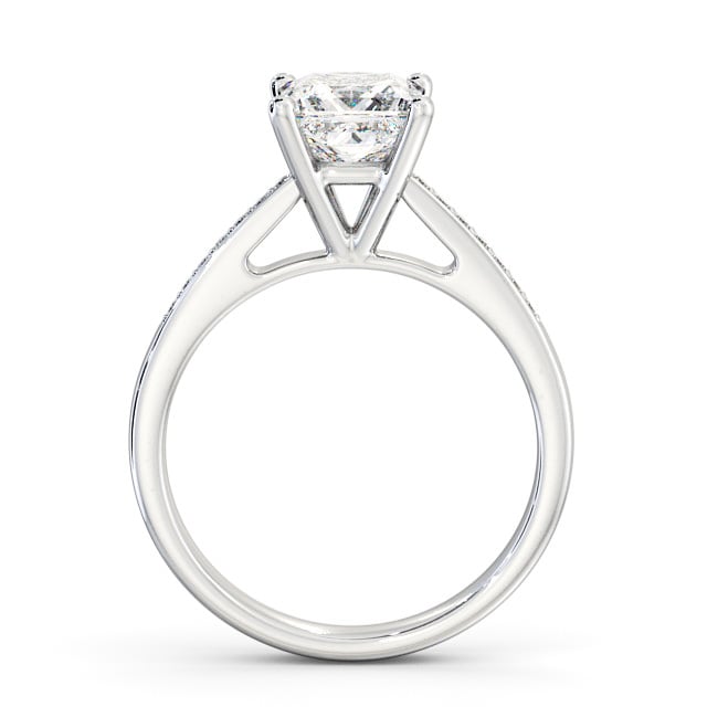 Princess Diamond Engagement Ring Platinum Solitaire With Side Stones - Loxley ENPR8S_WG_UP