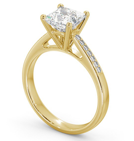 Princess Diamond Engagement Ring 18K Yellow Gold Solitaire With Side Stones - Loxley ENPR8S_YG_THUMB1