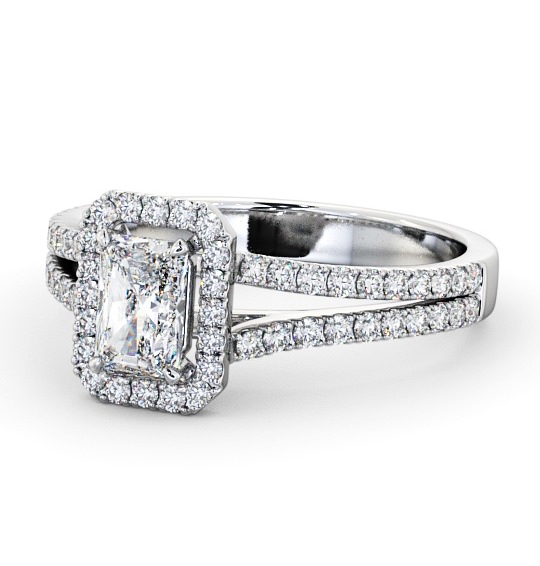  Halo Radiant Diamond Engagement Ring 18K White Gold - Finmere ENRA11_WG_THUMB2 