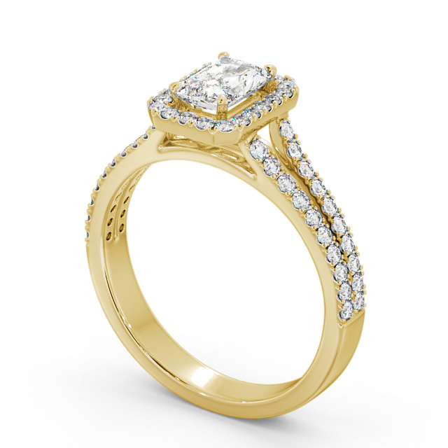 Halo Radiant Diamond Engagement Ring 18K Yellow Gold - Finmere ENRA11_YG_SIDE