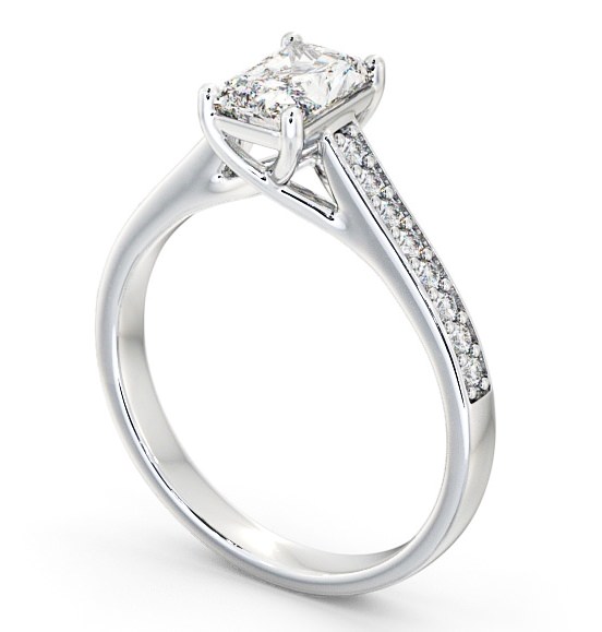  Radiant Diamond Engagement Ring 18K White Gold Solitaire With Side Stones - Soreya ENRA13S_WG_THUMB1 