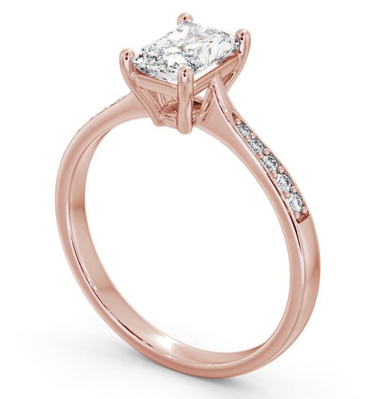  Radiant Diamond Engagement Ring 18K Rose Gold Solitaire With Side Stones - Bermel ENRA15S_RG_THUMB1 