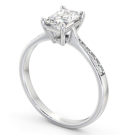  Radiant Diamond Engagement Ring 18K White Gold Solitaire With Side Stones - Bermel ENRA15S_WG_THUMB1 