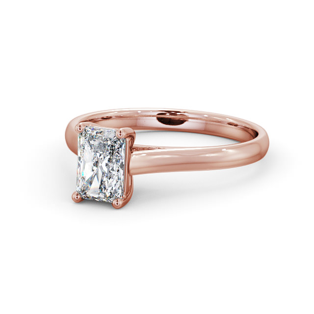 Radiant Diamond Engagement Ring 18K Rose Gold Solitaire - Macine ENRA15_RG_FLAT