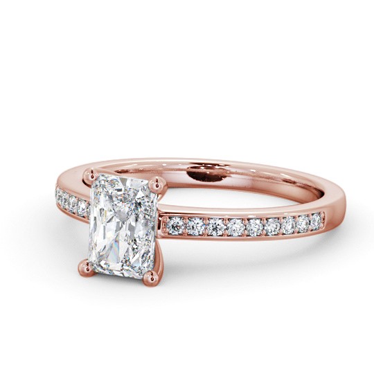  Radiant Diamond Engagement Ring 9K Rose Gold Solitaire With Side Stones - Dominique ENRA16S_RG_THUMB2 
