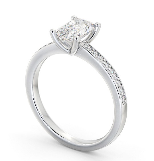  Radiant Diamond Engagement Ring 18K White Gold Solitaire With Side Stones - Dominique ENRA16S_WG_THUMB1 