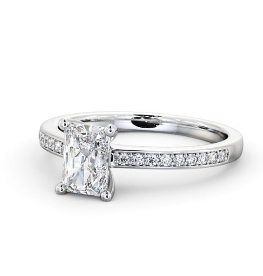  Radiant Diamond Engagement Ring 18K White Gold Solitaire With Side Stones - Dominique ENRA16S_WG_THUMB2 