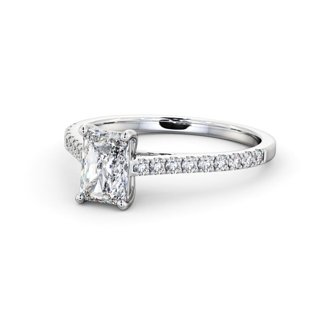 Radiant Diamond Engagement Ring Palladium Solitaire With Side Stones - Reina ENRA17_WG_FLAT