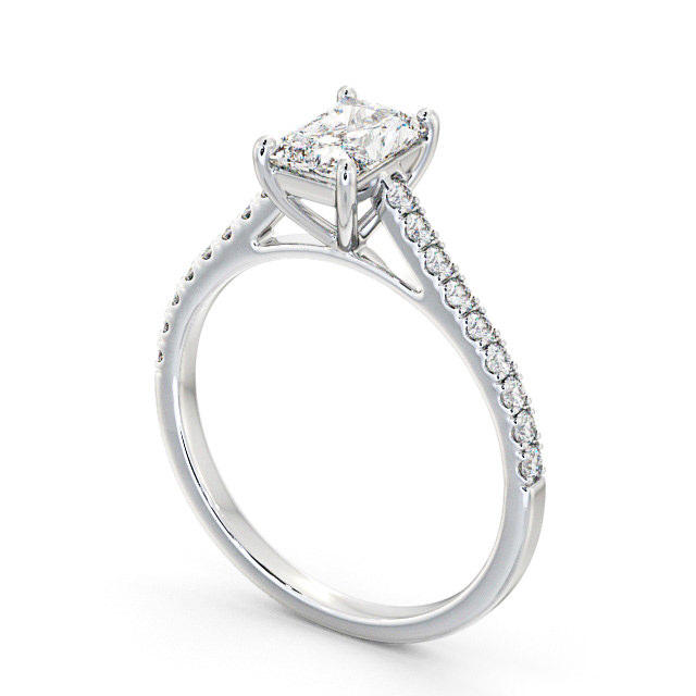 Radiant Diamond Engagement Ring Palladium Solitaire With Side Stones - Reina ENRA17_WG_SIDE