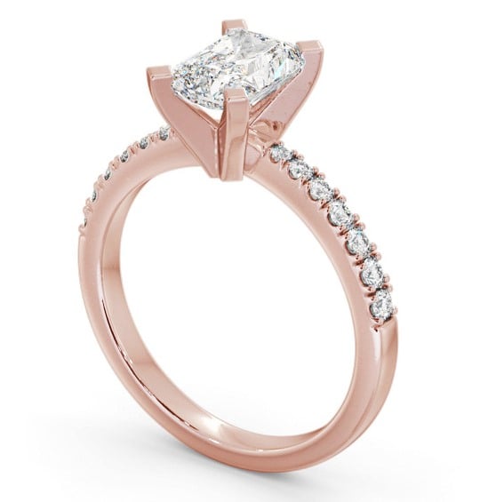  Radiant Diamond Engagement Ring 18K Rose Gold Solitaire With Side Stones - Benedetta ENRA18S_RG_THUMB1 