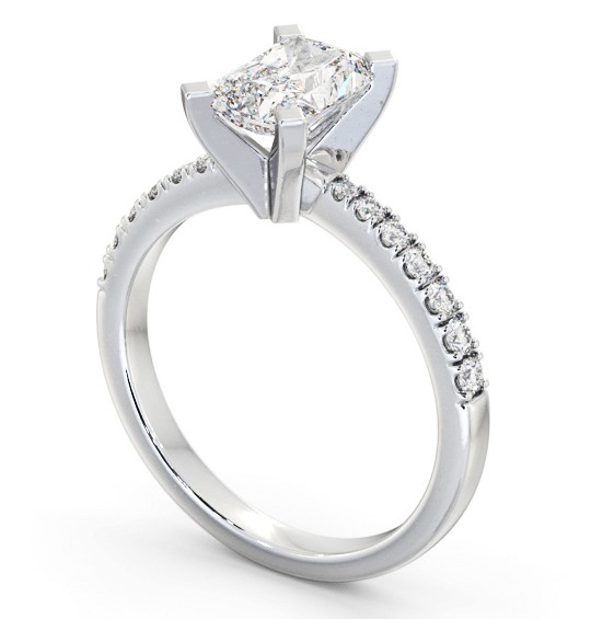  Radiant Diamond Engagement Ring 18K White Gold Solitaire With Side Stones - Benedetta ENRA18S_WG_THUMB1 