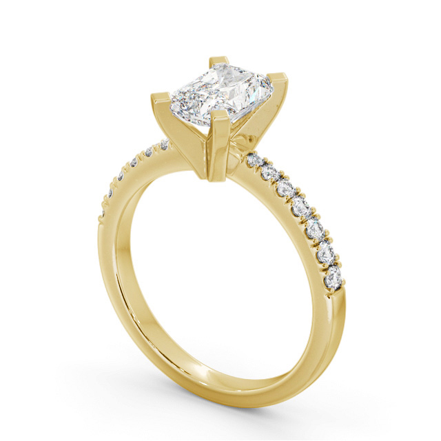Radiant Diamond Engagement Ring 18K Yellow Gold Solitaire With Side Stones - Benedetta ENRA18S_YG_SIDE