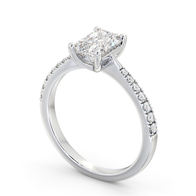 Radiant Diamond Engagement Ring 9K White Gold Solitaire With Side Stones - Laya ENRA20S_WG_SIDE