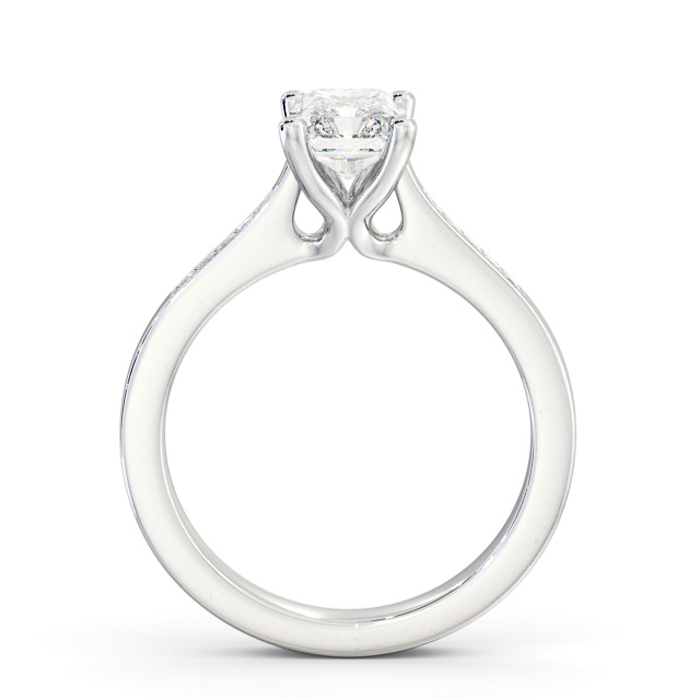 Radiant Diamond Engagement Ring 18K White Gold Solitaire With Side Stones - Abrielle ENRA21S_WG_UP