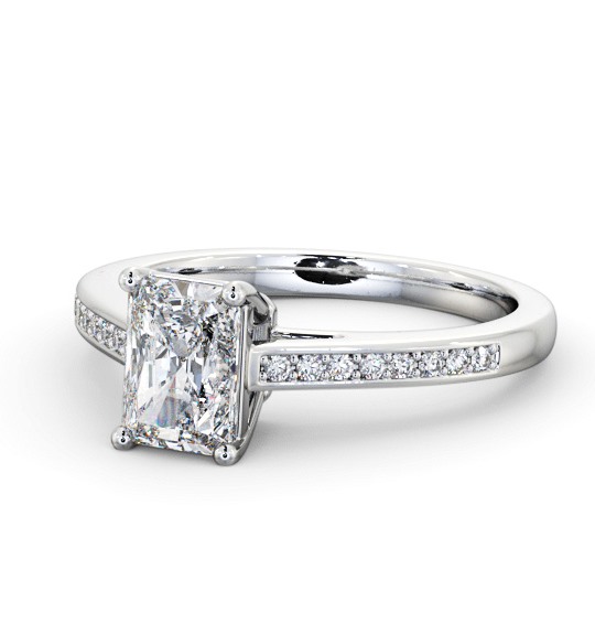  Radiant Diamond Engagement Ring 18K White Gold Solitaire With Side Stones - Antonella ENRA22S_WG_THUMB2 