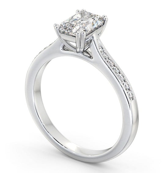  Radiant Diamond Engagement Ring Platinum Solitaire With Side Stones - Haddington ENRA23S_WG_THUMB1 