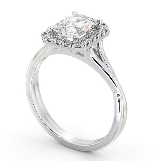  Halo Radiant Diamond Engagement Ring 18K White Gold - Cincain ENRA31_WG_THUMB1 