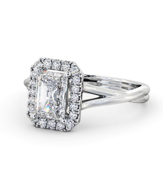  Halo Radiant Diamond Engagement Ring 18K White Gold - Cincain ENRA31_WG_THUMB2 