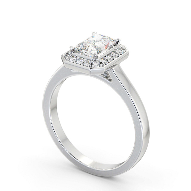 Halo Radiant Diamond Engagement Ring 18K White Gold - Astrid ENRA33_WG_SIDE