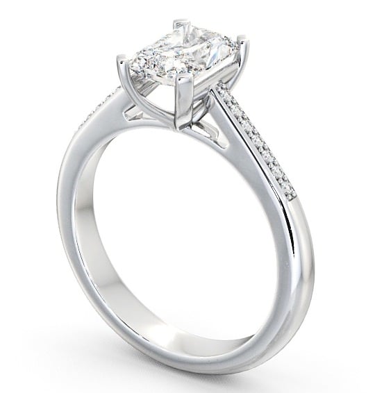 Radiant Diamond Engagement Ring 9K White Gold Solitaire With Side Stones - Abberton ENRA4S_WG_THUMB1