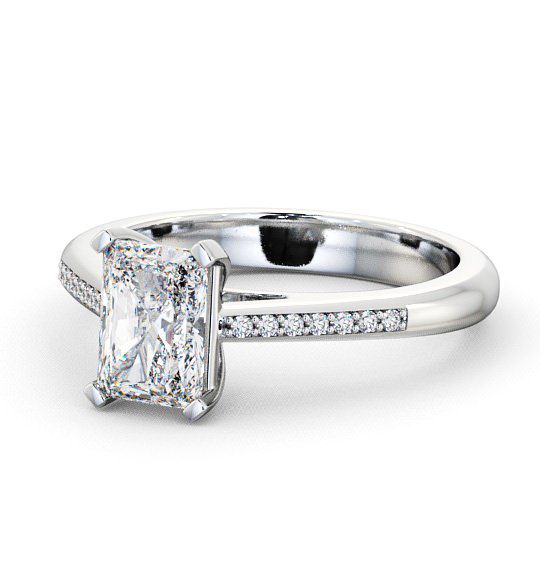  Radiant Diamond Engagement Ring 18K White Gold Solitaire With Side Stones - Abberton ENRA4S_WG_THUMB2 