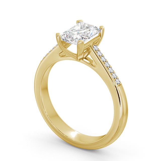 Radiant Diamond Engagement Ring 9K Yellow Gold Solitaire With Side Stones - Abberton ENRA4S_YG_SIDE