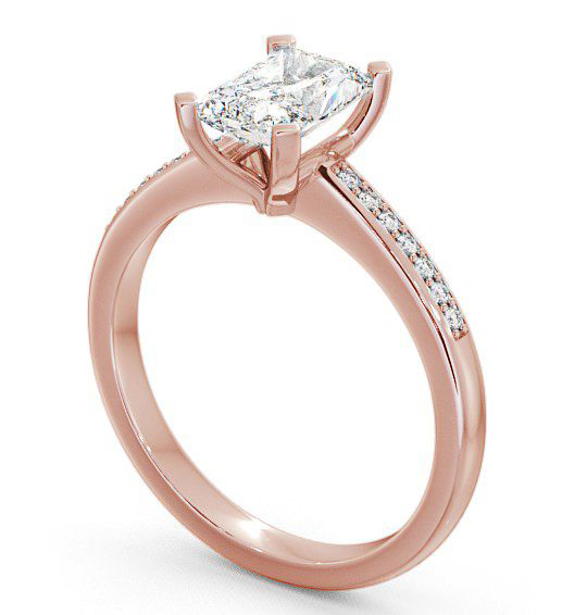  Radiant Diamond Engagement Ring 9K Rose Gold Solitaire With Side Stones - Darsham ENRA5S_RG_THUMB1 