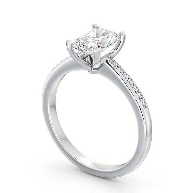 Radiant Diamond Engagement Ring Palladium Solitaire With Side Stones - Darsham ENRA5S_WG_SIDE
