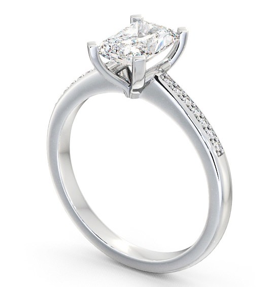 Radiant Diamond Engagement Ring 18K White Gold Solitaire With Side Stones - Darsham ENRA5S_WG_THUMB1