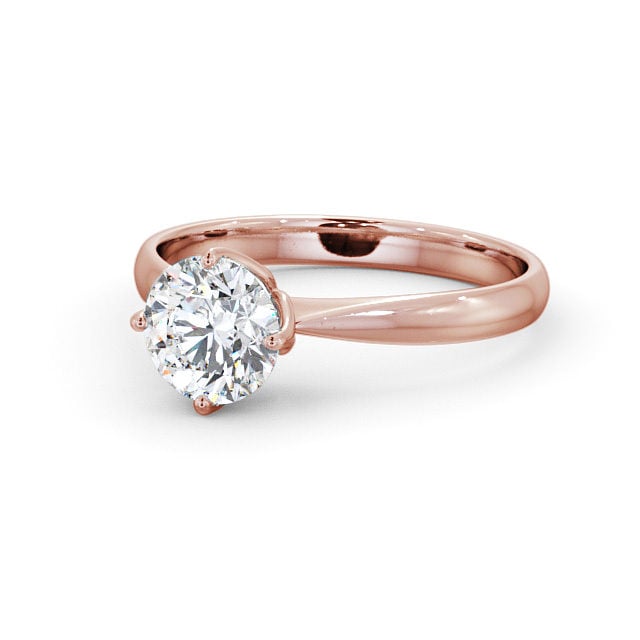 Round Diamond Engagement Ring 9K Rose Gold Solitaire - Perla ENRD100_RG_FLAT