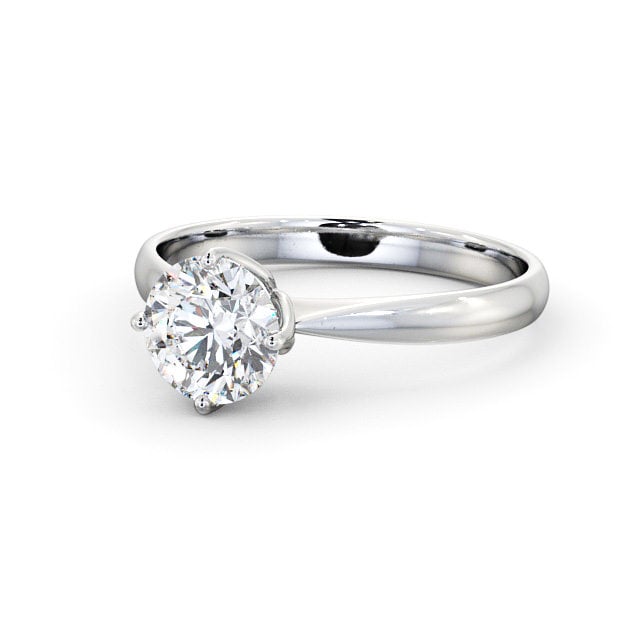 Round Diamond Engagement Ring 18K White Gold Solitaire - Perla ENRD100_WG_FLAT