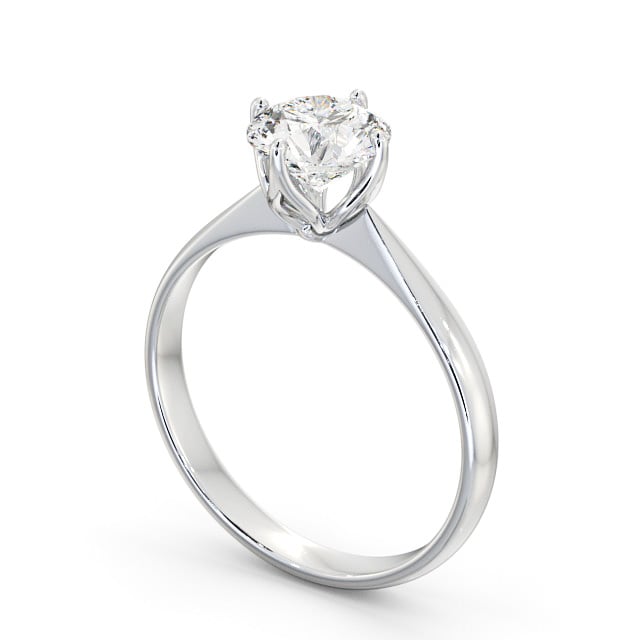 Round Diamond Engagement Ring 18K White Gold Solitaire - Perla ENRD100_WG_SIDE
