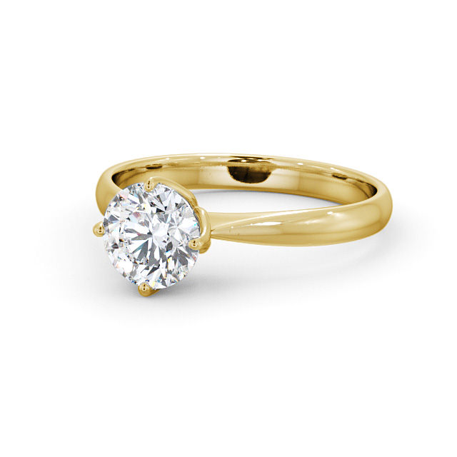Round Diamond Engagement Ring 9K Yellow Gold Solitaire - Perla ENRD100_YG_FLAT