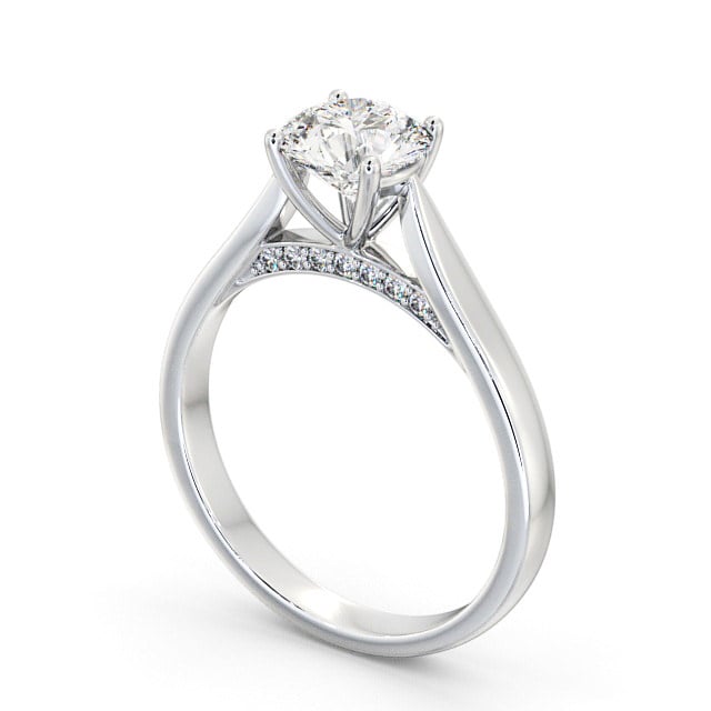 Round Diamond Engagement Ring 18K White Gold Solitaire - Berry ENRD106_WG_SIDE