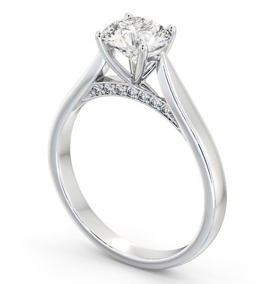 Round Diamond Engagement Ring Platinum Solitaire - Berry ENRD106_WG_THUMB1