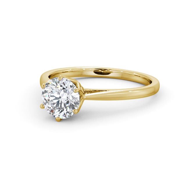 Round Diamond Engagement Ring 9K Yellow Gold Solitaire - Apollo ENRD107_YG_FLAT